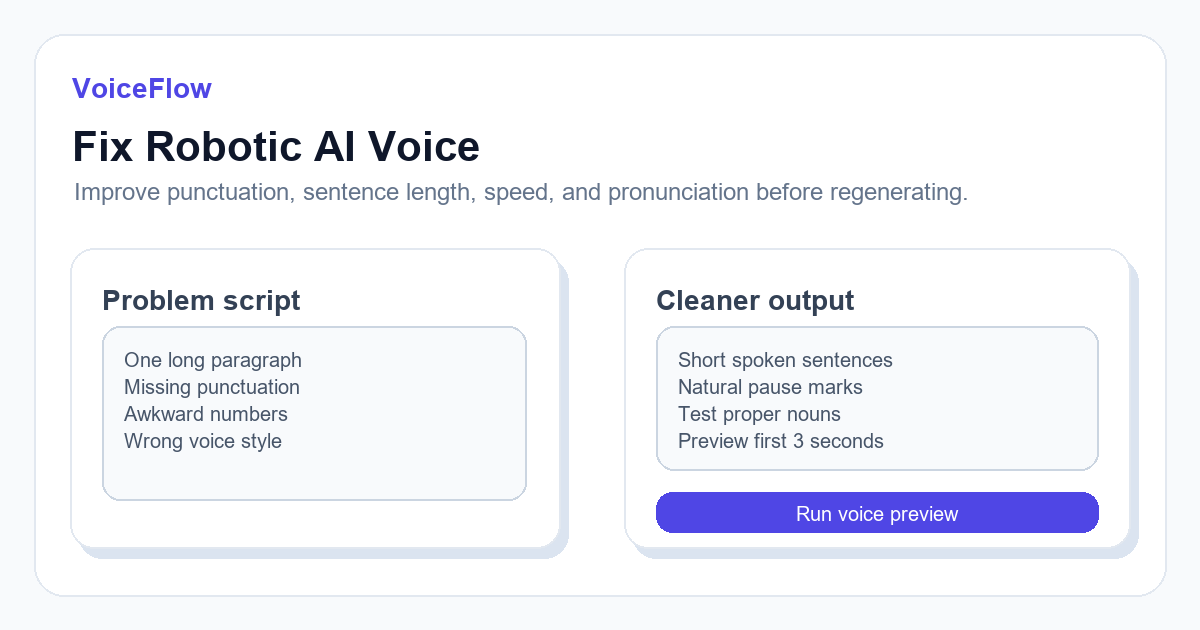 AI voice naturalness troubleshooting screen