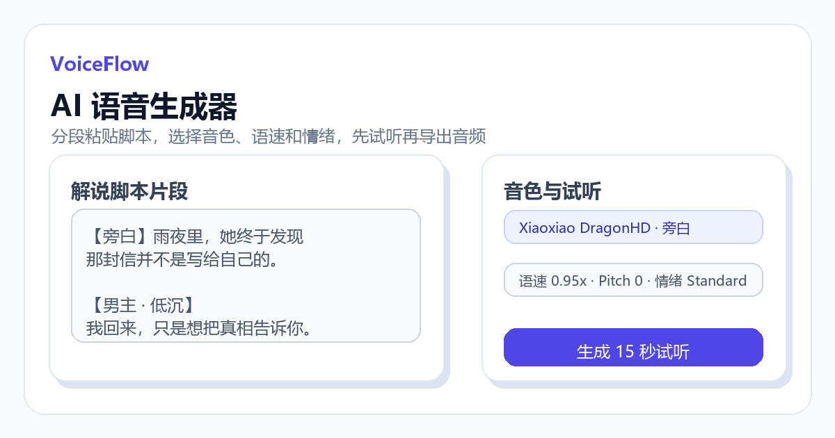 AI 语音生成器多角色配音界面截图