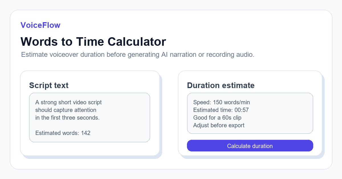 Words to time calculator interface